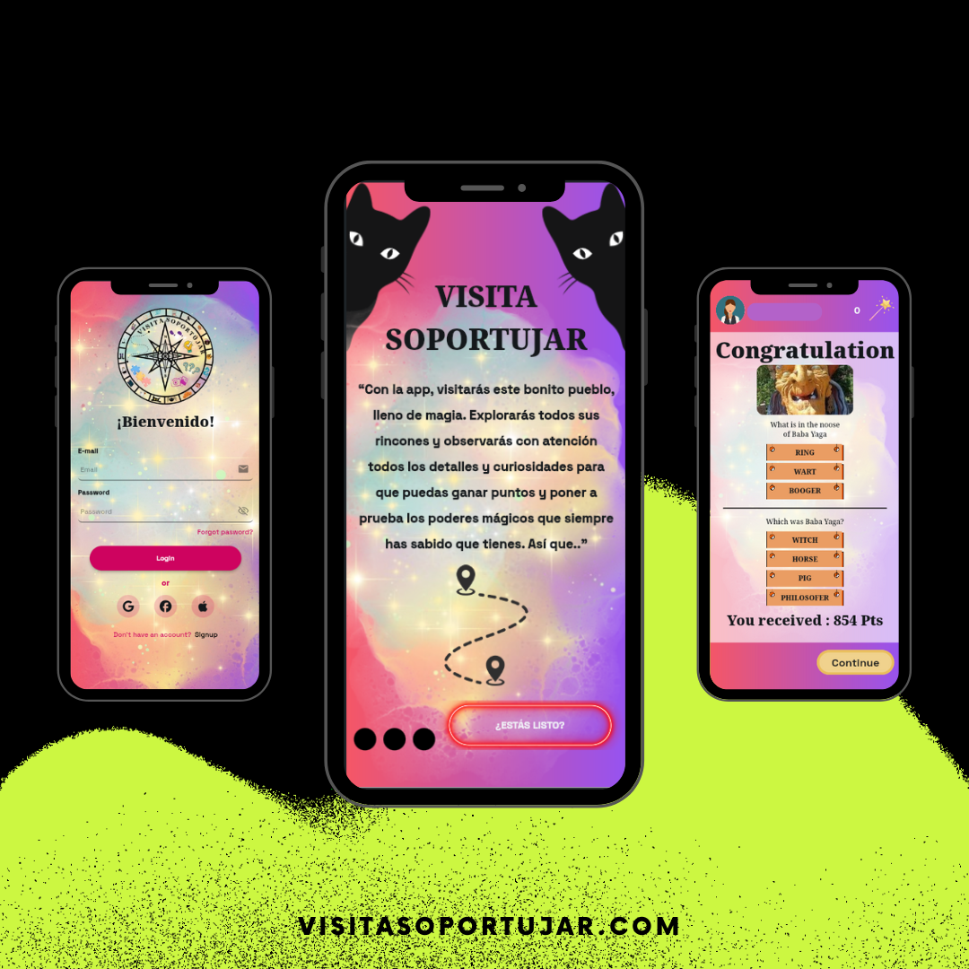 3 capturas de la app visita soportujar